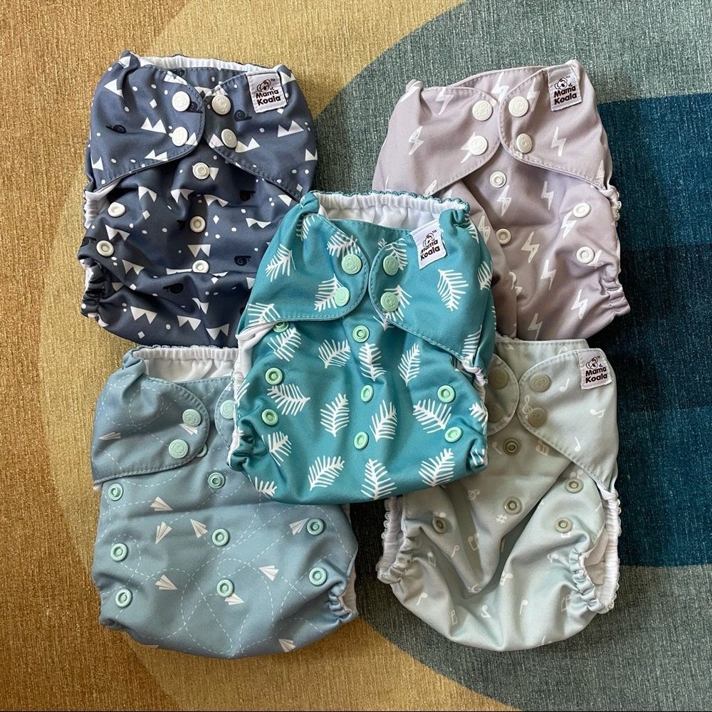Lot of 5 Mama Koala Pocket Diapers Gender Neutral